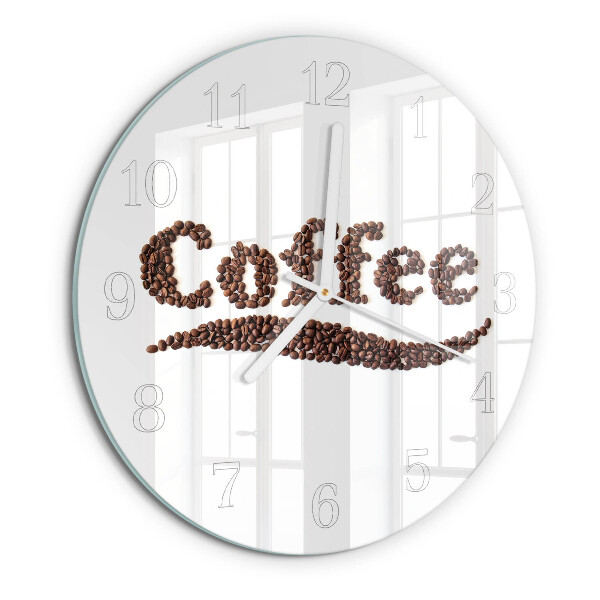 Ceas rotund de perete din sticlă Cafea „Cafea”