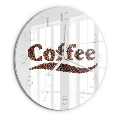 Ceas rotund de perete din sticlă Cafea „Cafea”