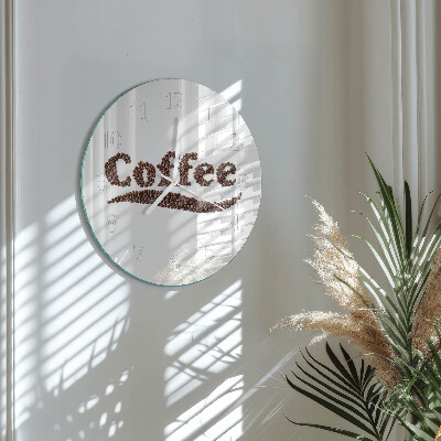 Ceas rotund de perete din sticlă Cafea „Cafea”