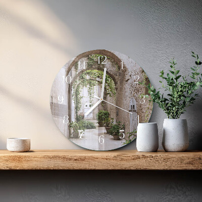 Ceas rotund de perete din sticlă Plante Avenue