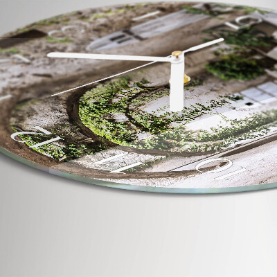 Ceas rotund de perete din sticlă Plante Avenue