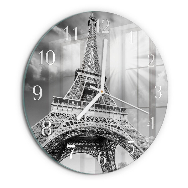 Ceas rotund de perete din sticlă Turnul Eiffel din Paris