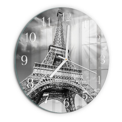 Ceas rotund de perete din sticlă Turnul Eiffel din Paris