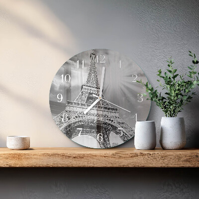 Ceas rotund de perete din sticlă Turnul Eiffel din Paris