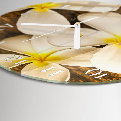 Ceas rotund de perete din sticlă Flori