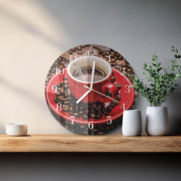 Ceas rotund de perete din sticlă Ceașcă de cafea