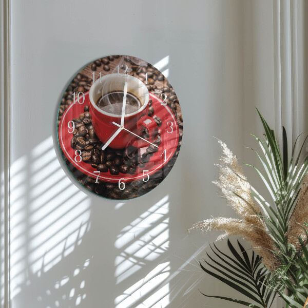 Ceas rotund de perete din sticlă Ceașcă de cafea