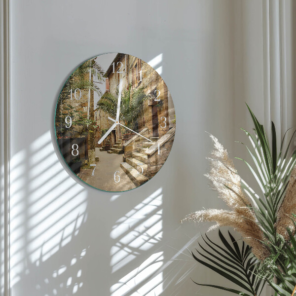 Ceas rotund de perete din sticlă Avenue Palms