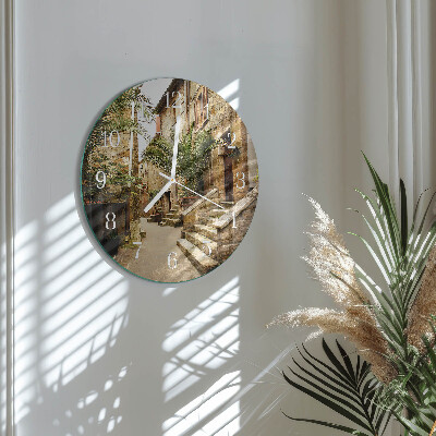 Ceas rotund de perete din sticlă Avenue Palms