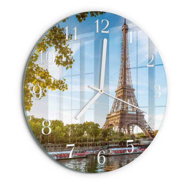 Ceas rotund de perete din sticlă Turnul Eiffel din Paris