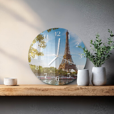 Ceas rotund de perete din sticlă Turnul Eiffel din Paris