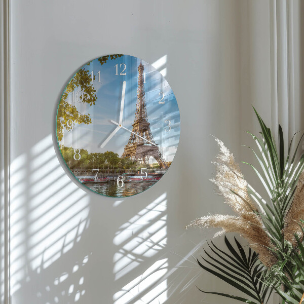 Ceas rotund de perete din sticlă Turnul Eiffel din Paris