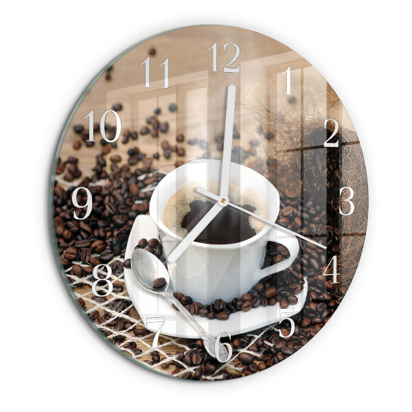 Ceas rotund de perete din sticlă Ceașcă de cafea