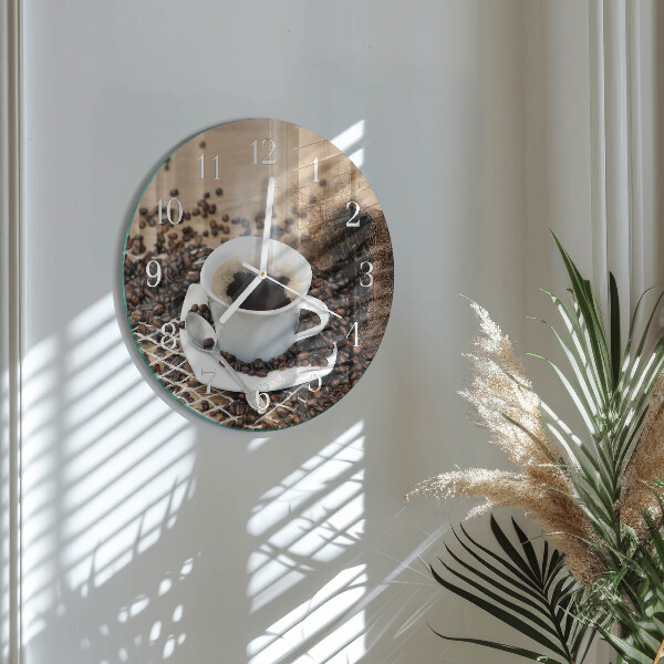 Ceas rotund de perete din sticlă Ceașcă de cafea