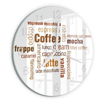 Ceas rotund de perete din sticlă Cafea