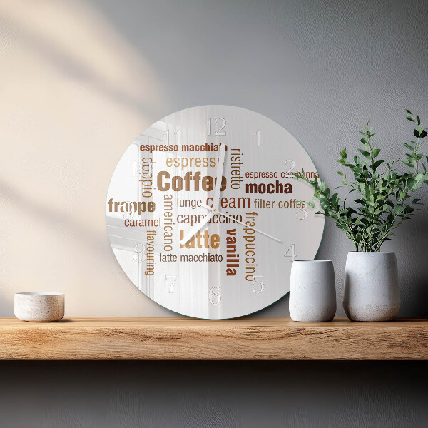 Ceas rotund de perete din sticlă Cafea