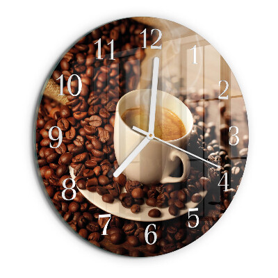 Ceas rotund de perete din sticlă Ceașcă de cafea