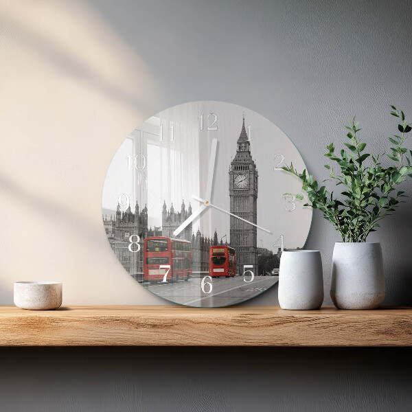 Ceas rotund de perete din sticlă Londra