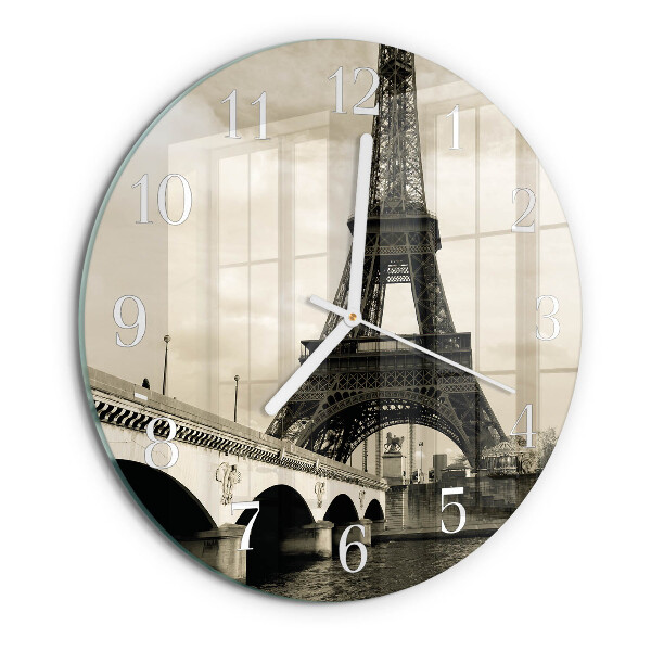 Ceas rotund de perete din sticlă Paris