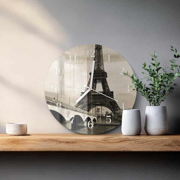 Ceas rotund de perete din sticlă Paris