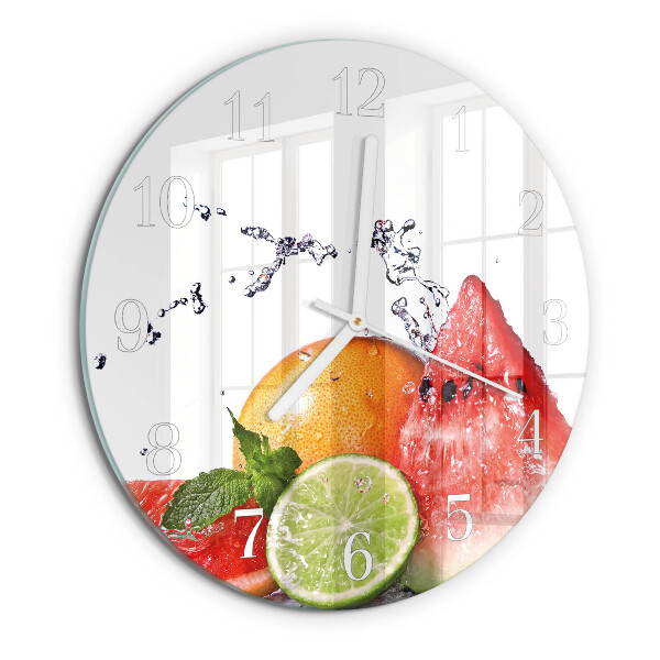 Ceas rotund de perete din sticlă Fructe