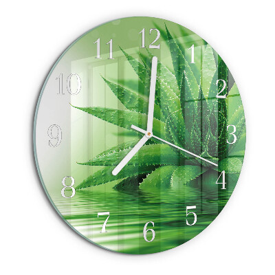 Ceas rotund de perete din sticlă Aloe