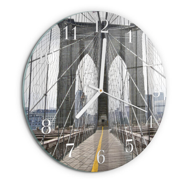 Ceas rotund de perete din sticlă Podul Brooklyn
