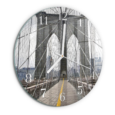 Ceas rotund de perete din sticlă Podul Brooklyn