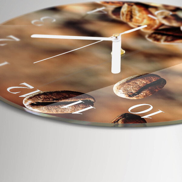Ceas rotund de perete din sticlă Boabe de cafea