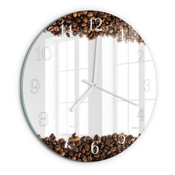 Ceas rotund de perete din sticlă Boabe de cafea