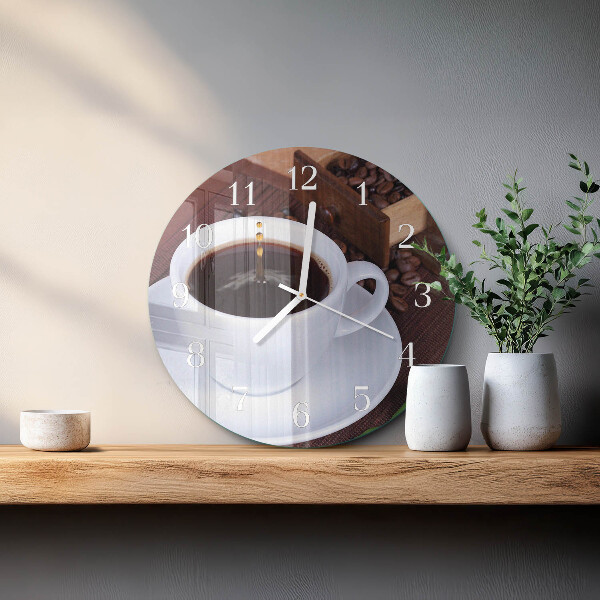 Ceas rotund de perete din sticlă Cafea