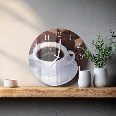 Ceas rotund de perete din sticlă Cafea