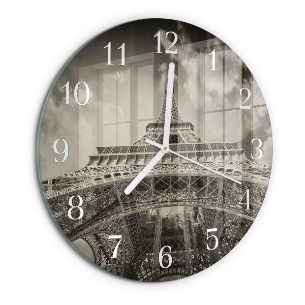 Ceas rotund de perete din sticlă Turnul Eiffel