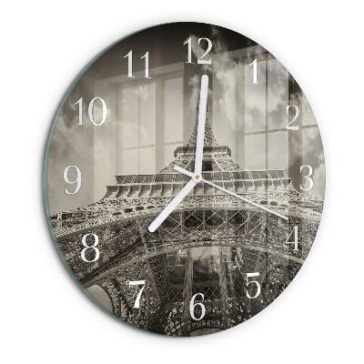 Ceas rotund de perete din sticlă Turnul Eiffel