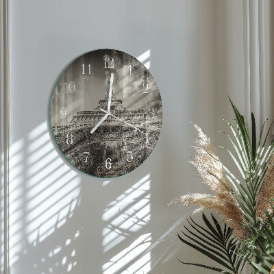 Ceas rotund de perete din sticlă Turnul Eiffel