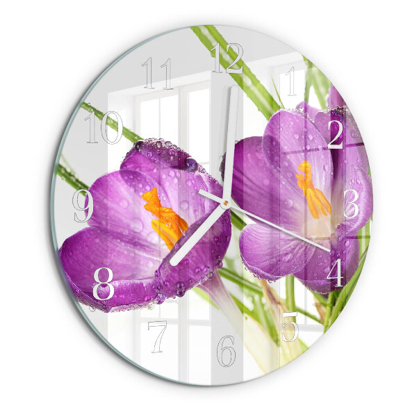 Ceas rotund de perete din sticlă Crocusi