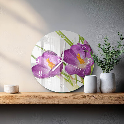 Ceas rotund de perete din sticlă Crocusi