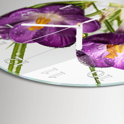 Ceas rotund de perete din sticlă Crocusi