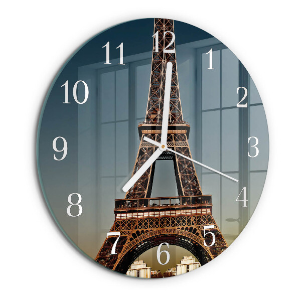 Ceas rotund de perete din sticlă Turnul Eiffel