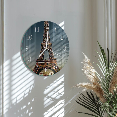 Ceas rotund de perete din sticlă Turnul Eiffel