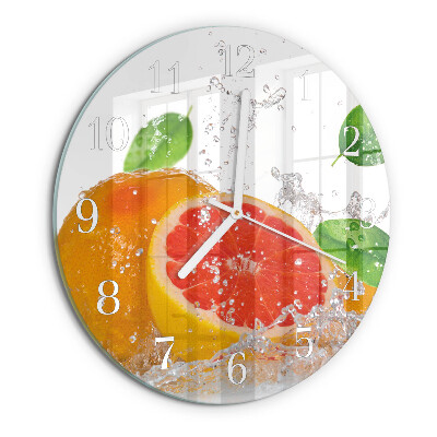 Ceas rotund de perete din sticlă Grapefruit
