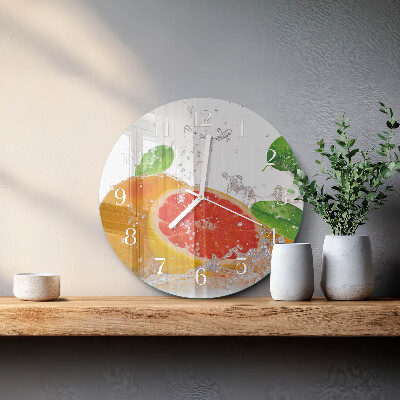 Ceas rotund de perete din sticlă Grapefruit