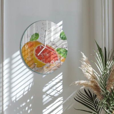 Ceas rotund de perete din sticlă Grapefruit
