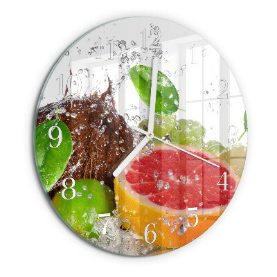 Ceas rotund de perete din sticlă Fructe