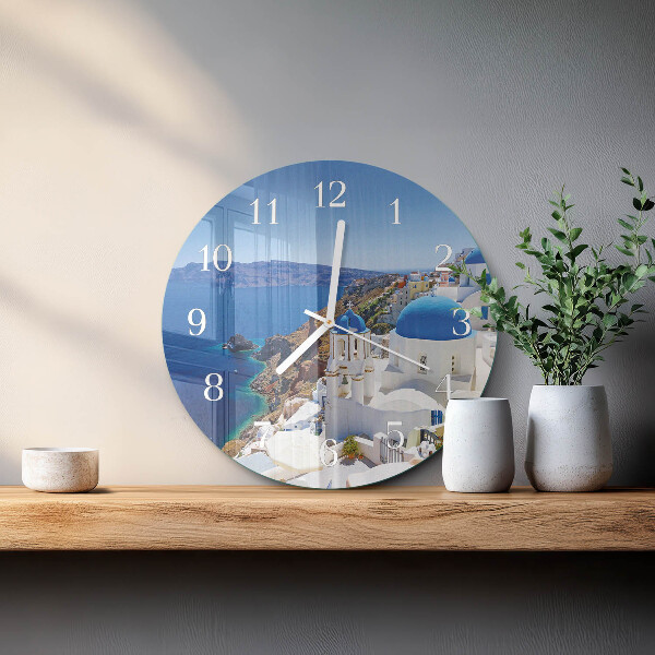 Ceas rotund de perete din sticlă Santorini