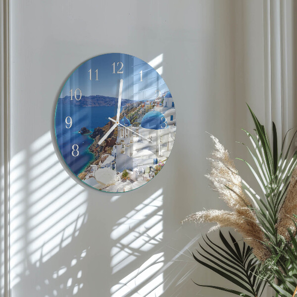 Ceas rotund de perete din sticlă Santorini