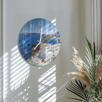 Ceas rotund de perete din sticlă Santorini