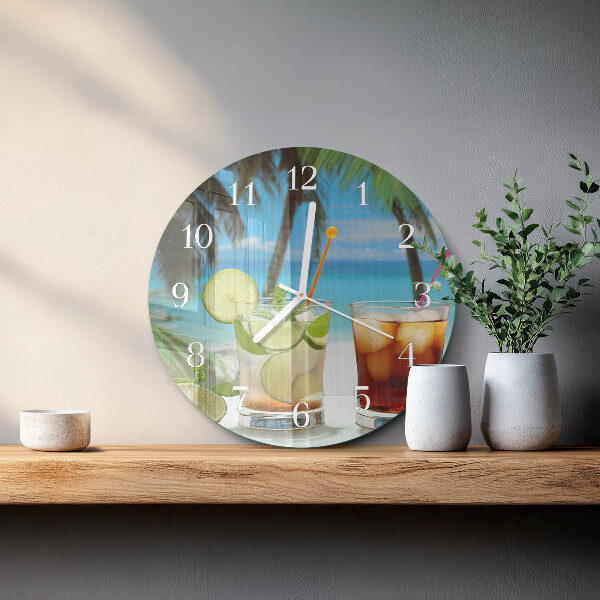 Ceas rotund de perete din sticlă Cocktail