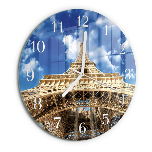 Ceas rotund de perete din sticlă Turnul Eiffel