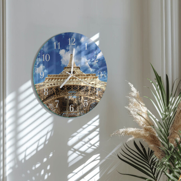 Ceas rotund de perete din sticlă Turnul Eiffel